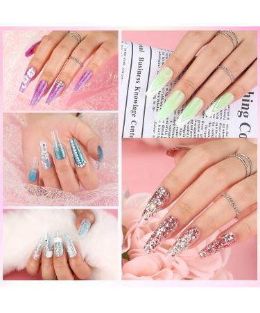 Morovan Poly Gel Nail Kit with UV Lamp - Clear Poly Nail Gel Kit with Glitter | 20 Nail Art Tools Included - Buy Online on SooperMarket.com