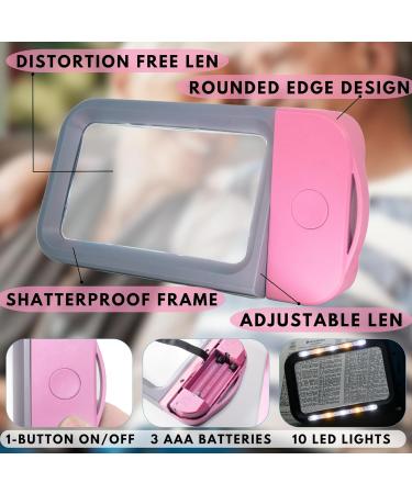 VOCA 3X Large Rectangle Magnifying Glass with Light and 10 LEDs - Pink - Buy Online on SooperMarket.com