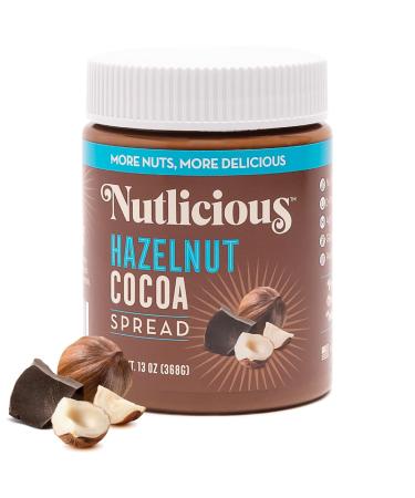 Hazelnut Cocoa Spread (13 oz) Nutlicious Spreadable Roasted Hazelnuts with Cocoa Made in the USA No Palm Oil 4g of Protein.