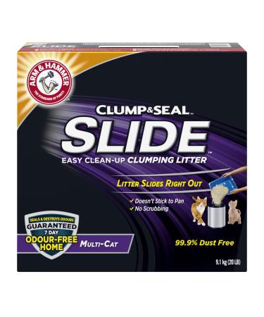 Arm & Hammer Clump & Seal Slide Clay Cat Litter 9.1kg Odour Control Dust Free Clumping Litter Slide 9.1kg