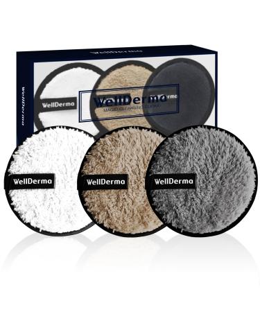 WELLDERMA Reusable Makeup Remover Pads Reusable Cotton Rounds for All Skin Types Dual Sided Makeup Remover Face Pads - Thick Washable Wipes for Toner