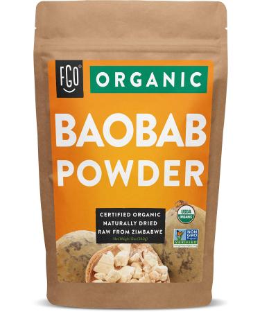 Organic Baobab Powder | 100% Raw from Zimbabwe- 12oz/340g Resealable Kraft Bag | by FGO 12 Ounce (Pack of 1)
