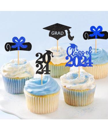 Ercadio 48 Pack 2023 Graduation Cupcake Toppers Black Blue Glitter Grad Cap Diploma Class of 2023 Cupcake Picks for 2023 Graduation Theme Party Cake Decorations Supplies B-grad Blue - Buy Online on SooperMarket.com