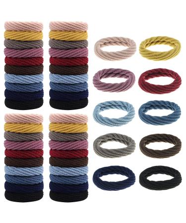 80 pieces of hair tie women seamless cotton hair tie elastic wave style hair bands stretchy hair tie women/girls for curly and thick heavy hair