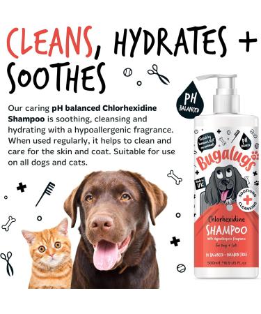 BUGALUGS Dog Shampoo for Itchy Skin Antibacterial And Antifungal Natural Safe Sensitive Formula - Fast Absorbing Skin Cooling First Aid relief For Cuts Grazes Skin Irritation - Buy Online on SooperMarket.com