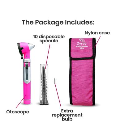 Zyrev ZetaLife Otoscope - Pocket-Sized Ear Scope with Light for Ear Infection Detection (Pink) - Buy Online on SooperMarket.com