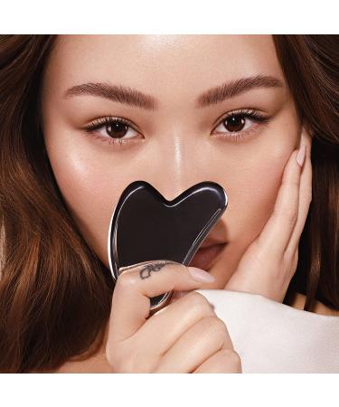 SACHEU Stainless Steel Gua Sha Tool | Reduce Puffiness & Tighten Skin | Facial Massage & Lymphatic Drainage | Travel Pouch Included - Buy Online on SooperMarket.com