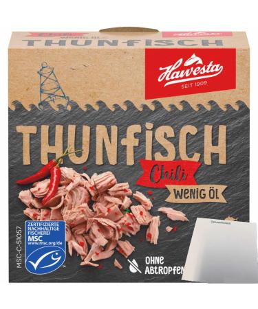 Hawesta tuna chilli low oil MSC (110g can) + usy block