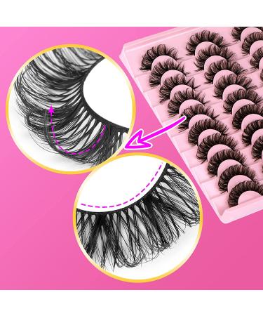 Newcally 20 Pairs D Curl Mink False Eyelashes - Fluffy Natural Look Russian Strip Lashes - Buy Online on SooperMarket.com