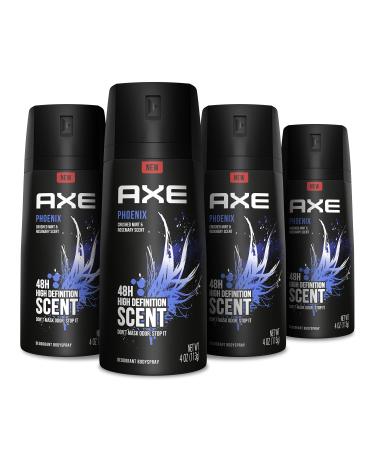 Axe Body Spray Deodorant For Long Lasting Odor Protection Phoenix Deodorant For Men Formulated Without Aluminum 4 Oz (Pack of 4)