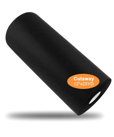 New brothread Black Cut Away Machine Embroidery Stabilizer Backing 12" x 25Yd roll - Medium Weight 2.5 oz - 2 Options - Tear Away/Cut Away Cutaway