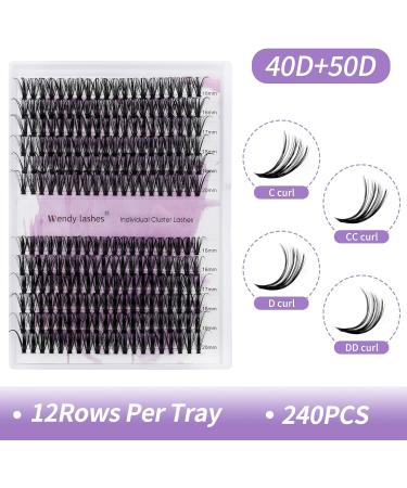 240PCS Cluster Lashes Extension C Curl 0.07mm 40D/50D Mixed | 16-20mm Individual Eyelashes Clusters | DIY Eyelash Extensions - Buy Online on SooperMarket.com