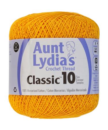 Aunt Lydia's Bulk Buy Crochet Cotton Classic Crochet Thread Size 10 (3-Pack) Goldenrod 154-421