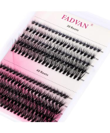 DIY Eyelash Extension 200Pcs Roots Lash clusters D Curl 8/10/12/14/16mm Mixed Tray Melt Flare Lashes Natural Individual Lashes Reusable False Lashes Extension (30D+40D Roots-0.07-D,8-16mm Mix) 30P+40P-0.07mm-D 8-16 mm