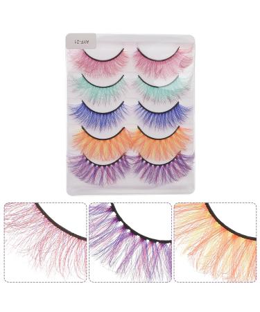 FOMIYES 20 Pairs Colored False Eyelashes - Handmade Rainbow Luxurious Synthetic Fiber Makeup Lashes | 5D Soft Fake Lashes (Pack of 1 - Buy Online on SooperMarket.com