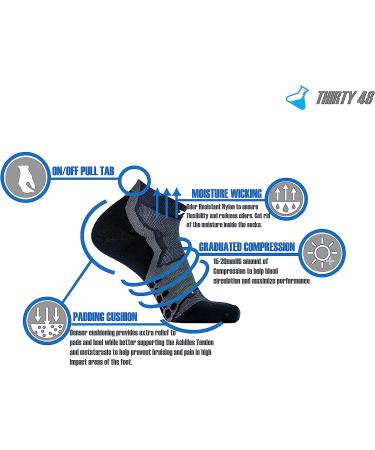 Thirty48 Performance Compression Low Cut Running Socks | 3 Pairs Black/Gray Large | Men & Women | Targeted Compression - Buy Online on SooperMarket.com