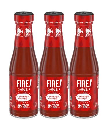 Taco Bell Fire Sauce Glass Bottle, 7.5 OZ 3-pack Tomato 7.5 Ounce (Pack of 3)
