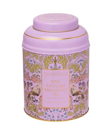 New English Teas Song Thrush & Berries Tea Caddy in Pink with 240 English Breakfast Teabags 1 Count (Pack of 1)
