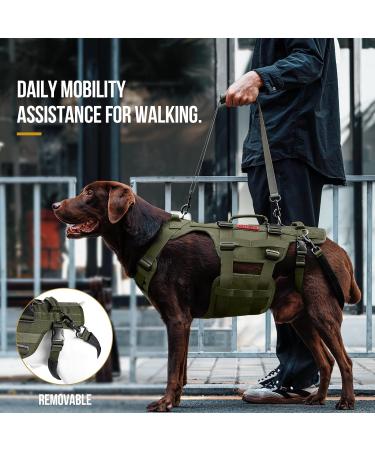 OneTigris Dog Lift Harness for Large Dogs - Dog Support Sling with Handles | Invictus Multifunctional Mobility Assistance Vest - Dog Hip Support Brace | Olive (L) - Buy Online on SooperMarket.com