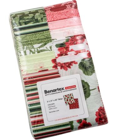 Jackie Robinson Betty's Geraniums Strip-Pies 40 2.5-inch Strips Jelly Roll Benartex