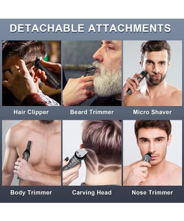 Hatteker 6-in-1 Professional Beard Trimmer Kit for Men - Cordless Hair Clipper and Grooming Set - Buy Online on SooperMarket.com