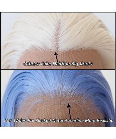 Tawarm Long Light Blue Wig for Black Women | Synthetic Lace Front Glue-Free Hand-Knotted Daily Wear & Cosplay | 33 x 7.6 cm Straight Style - Buy Online on SooperMarket.com
