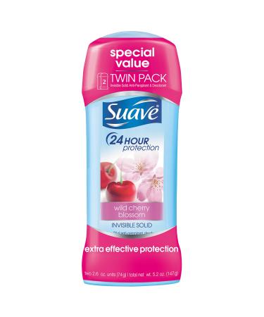 Suave Deodorant Antiperspirant & Deodorant Stick 48-hour Odor and Wetness Protection Wild Cherry Blossom for Women 2.6 oz 2 Count