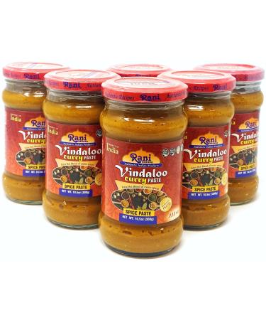 Rani Vindaloo Curry Cooking Spice Paste, Hot! 10.5oz (300g) Glass Jar, Pack of 5+1 FREE  No Colors | All Natural | NON-GMO | Vegan | Gluten Free | Indian Origin Spice Paste 10.58 Ounce (Pack of 5+1 FREE)