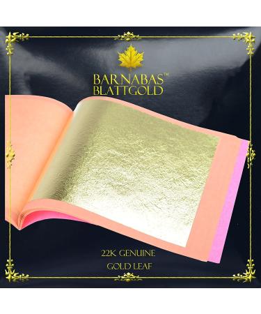 BARNABAS BLATTGOLD Genuine Gold Leaf Sheets 22k 3.1 inches - 25 Sheets Booklet - Loose Leaf 3.1" 25 Sheets Loose Leaf