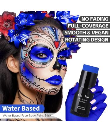 Go Ho Water Based Blue Face Paint Stick - 1.06 Oz Washable & Non-Toxic Makeup for Adults & Children - Full Coverage Cream Body Paint for Theater, Halloween, SFX & Cosplay - Buy Online on SooperMarket.com