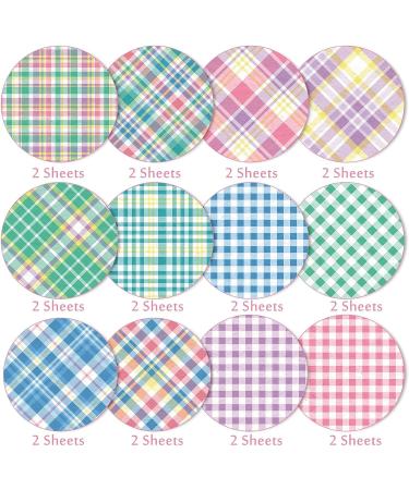 Whaline Pastel Plaid Pattern Paper 24 Sheet Pack - Double-Sided Craft Paper for Easter Decor, Scrapbook, Card Making - 30 x 30cm - Buy Online on SooperMarket.com