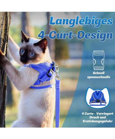 Soft Cat Vest with Leash & Supet Cat Dishes for Kittens & Small Dogs - Blue Size S (26-32 cm) - Ideal for Chihuahua & Pets - Buy Online on SooperMarket.com