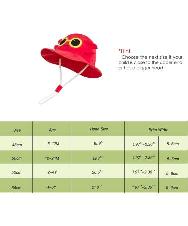 LANGZHEN Beach Sun Protection Hat for Baby Girls - Crimson Crab Design | Adjustable Wide Brim Play Hat with Chin Strap | 6-12 Months - Buy Online on SooperMarket.com
