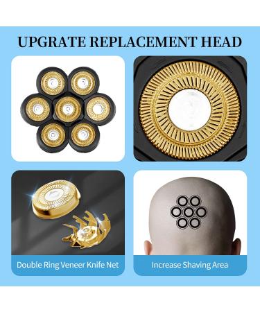Vsmooth Electric Shaver Replacement Head | Waterproof Blades for Bald Men | Wet & Dry Floating Razor Blade - Gold-7g - Buy Online on SooperMarket.com