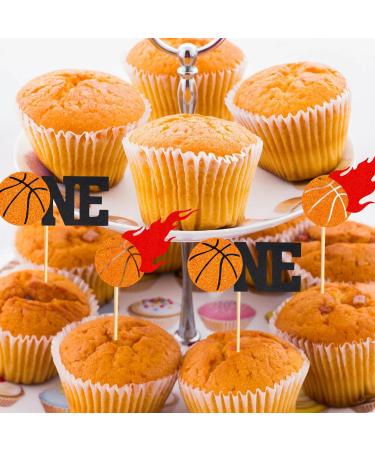 Arthsdite 24Pcs Basketball One Cupcake Toppers Basketball Themed First Birthday Cake Topper Decorations for Sport Theme Boys First Birthday Party Sports Event Party Supplies - Buy Online on SooperMarket.com