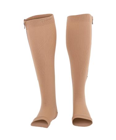 Zipper compression socks Anggrek 1 Elastic sports compression socks with an open pointed zipper Anti-slip-footed foot protection sleeves Elastic compression socks (L/XL)