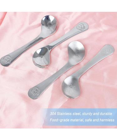 Futongda Stainless Steel Baby Spoons - 4-Piece Curved Training Set for Children | Dessert Coffee & Feeding Spoons in Silver - Buy Online on SooperMarket.com