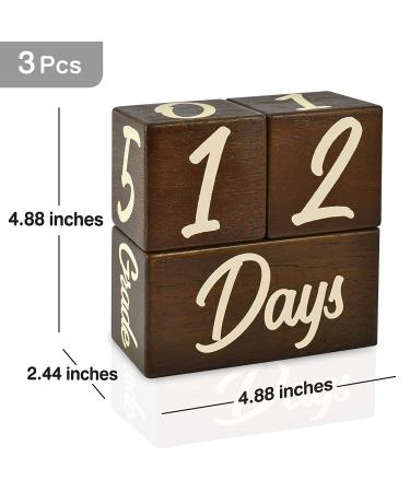 Solid Wood Baby Milestone Age Blocks - Gender Neutral Newborn Gifts & Keepsakes (3 Pcs, Brown) - Picture Props for Weekly, Monthly & Yearly Updates - Buy Online on SooperMarket.com