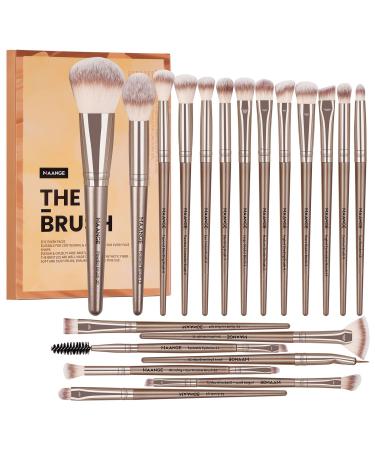 Make up Brushes  20 Pcs Professional Makeup Brushes Set Foundation Eyeshadow Blush Brush Travel Kabuki Blending Concealers Face Powder Eye Makeup Brush Sets with Gift box Champagne
