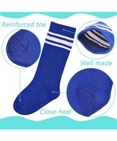 LO SHOKIM Toddler Knee High Soccer Socks - Kids Girls Boys Striped Over the Calf Uniform Stockings 3 Pairs (Black, Blue, White & Red) - Size 5-7 Years - Buy Online on SooperMarket.com