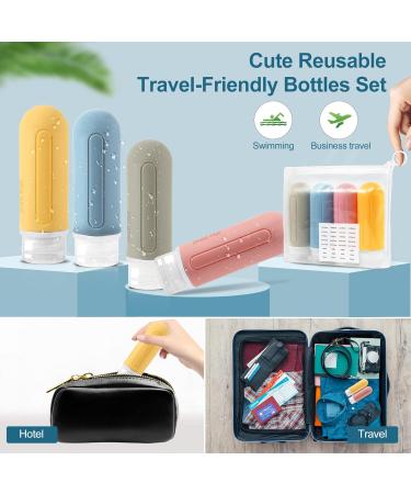 Peoyoye Travel Bottles Set - 89ml Silicone Containers for Toiletries Shampoo & Travel Essentials with Bag & Labels - Perfect for International Travel - Buy Online on SooperMarket.com