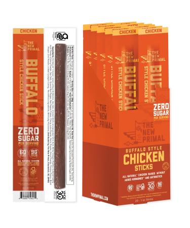 The New Primal Buffalo Chicken Meat Stick Free-Range Chicken Paleo Keto & Whole30 Approved Chicken Jerky Gluten Dairy & Soy Free 1 oz Pack of 20