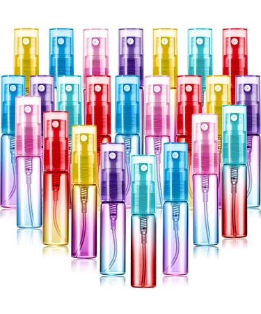 24 Pieces Mini Perfume Spray Bottles 4 ml Colorful Glass Bottles Refillable Empty Container Fine Mist Bottles Portable Tube for Cleaning, Travel, Essential Oils, Perfume, 6 Gradient Colors