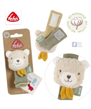 Fehn Rassel Bracelet Baby Toy - Organic Cotton Bear Rattle for Babies 0+ Months - Cuddly Grip Toy for Toddlers - Buy Online on SooperMarket.com