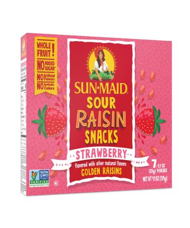 Sun-Maid Fruity Raisins Snacks for Kids | Sour Strawberry | 0.7 Ounce | Pack of 7 | Whole Natural Dried Fruit | No Artificial Flavors | Non-GMO