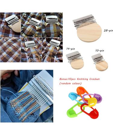 Wooden Darning Loom Tool - 14 Hooks Weaving Frame for Beginners - Hand Craft Repair for Jeans, Socks, Clothes - Buy Online on SooperMarket.com