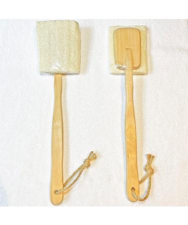 Natural Loofah Exfoliating Bath Brush | Body Luffa Loofa Sponge On a Stick | Scrubber with Wooden Handle for Men & Women | Bath Spa Shower (1 Pack) - Buy Online on SooperMarket.com