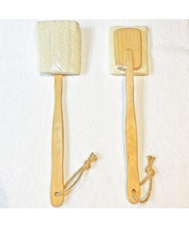 2-Pack Natural Loofah Exfoliating Bath Brush - Long Handle Body Sponge Scrubber for Men & Women - Buy Online on SooperMarket.com