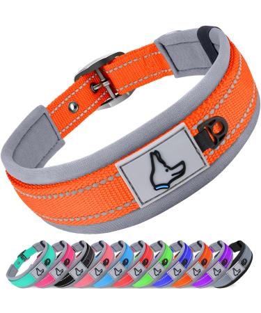 Joytale dog collar softly padded neoprene collars for medium dogs nylon reflective wide collar dog orange m (1 Pack) orange