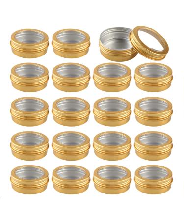 Zeoabsy 24 pieces 60ml gold empty aluminum socket aluminum round aluminum tin tin cans with screw cap viewing window cream cans doses for diy ointments candle cosmetics shaving soap